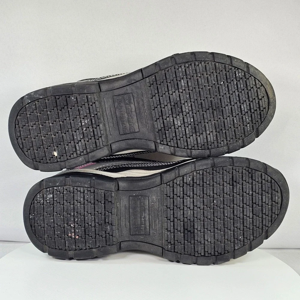 Skechers Work Steel Toe Memory Foam Shoes Black Grey Pink 76601‎ BKGY Womens 7.5